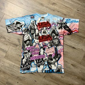 (SOLD)Deadstock Vintage USA Basketball AOP - Magic Johnson T's Tag